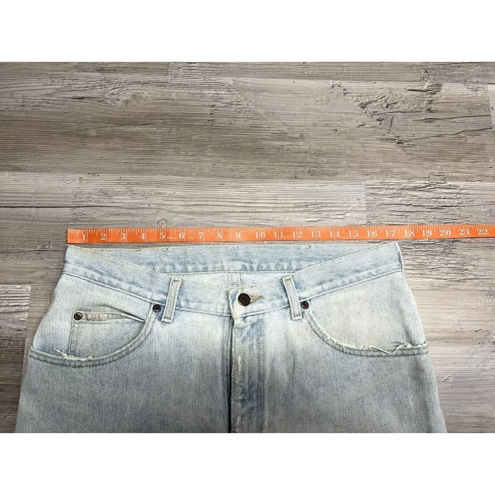 Vintage Lee Jeans Mens 34x29‎ Blue Stone Wash Denim Distressed 90s Y2K Rivets